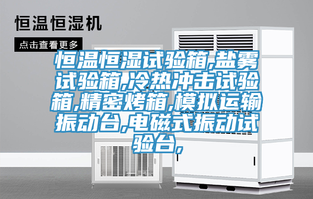 恒温恒湿试验箱,盐雾试验箱,冷热冲击试验箱,精密烤箱,模拟运输振动台,电磁式振动试验台,